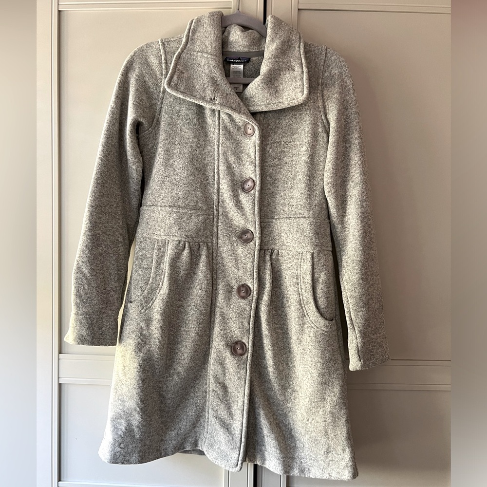 Patagonia Fleece Funnel Neck Tunic Coat Heather Grey Size M
